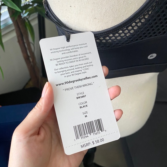 🔥NWT 90 Degree by Reflex Metallic Mesh Sports Bra - Picture 4 of 5